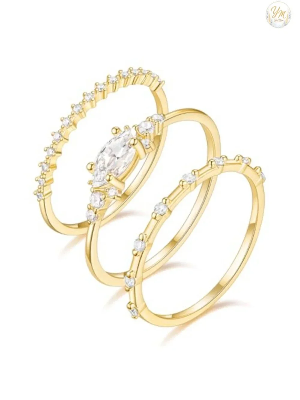 14K Gold Plated Stacking Rings for Women Minimalist Knuckle Thin Band Marquise